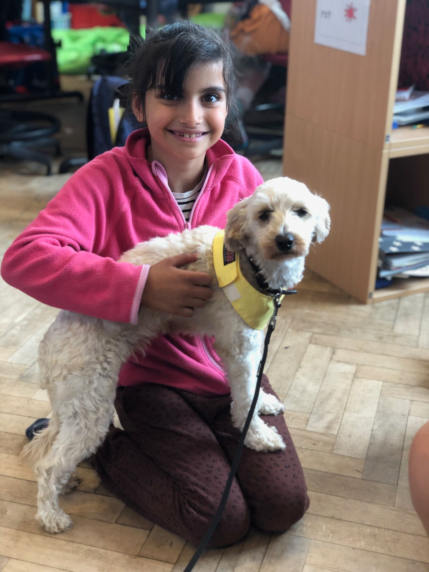 Schulhund Miss Marple mit einer Schülerin